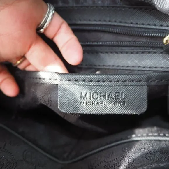 Michael Kors Hamilton Large Saffiano Leather Tote Bag Purse Black / Gold OS - Picture 6 of 11